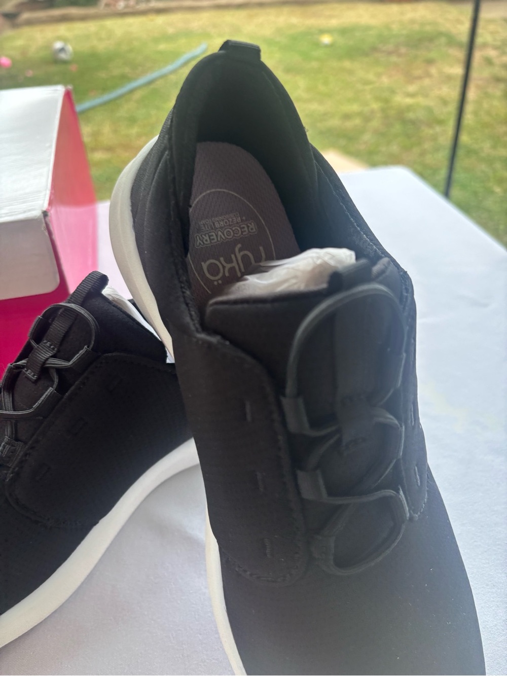 Ryka Black Slip-On Athletic Sneakers with White Soles
